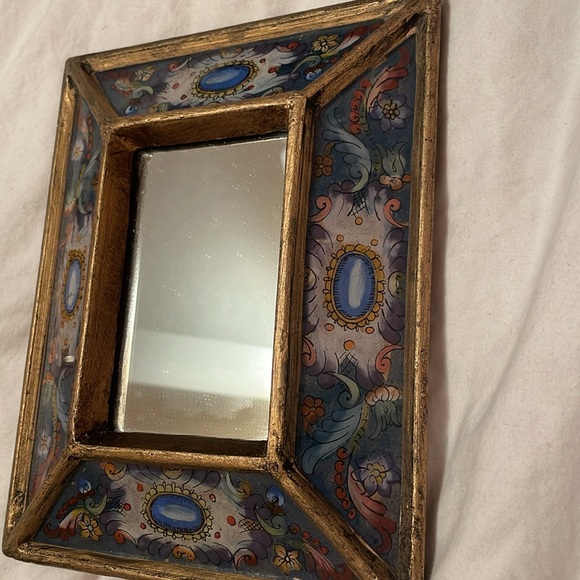 Other - Vintage Ornate Gold and Blue Mirror Frame